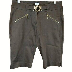 Cache Brown Bermuda Shorts Gold Details Size 4